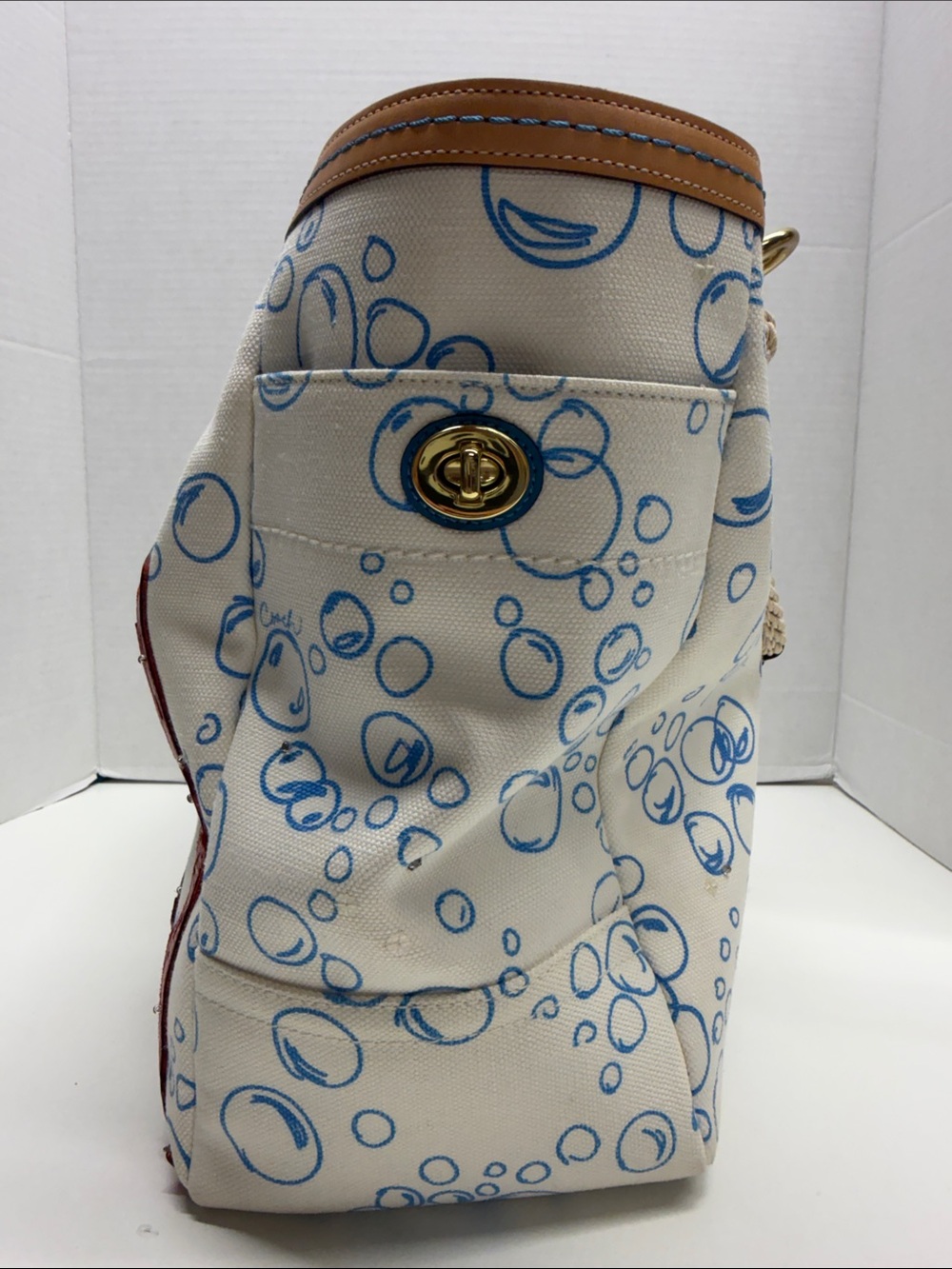 Coach Resort Bubble Tote Bag Purse Canvas Fish Sequins New Rare Limited Edition - Picture 6 of 12